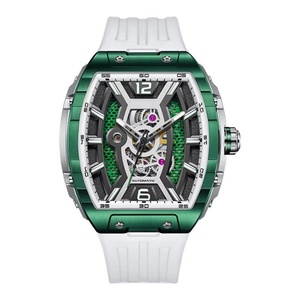 Montre automatique pour homme BG5601, montre-bracelet mécanique tonneau de 50 mm, cadran squelette, étanche 50 m, saphir lumineux - Product Image 1