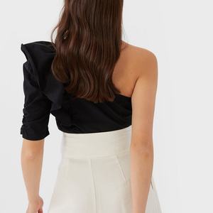 Venta al por mayor Wrap Blusa Mujer Casual Asimétrico Top Off Shoulder Tops Mujer - Product Image 5