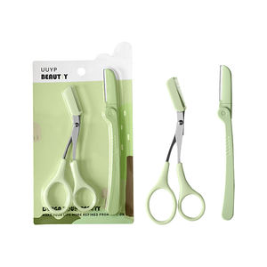 Recortador de Cejas Plegable, Herramienta de <span class=keywords><strong>Dermaplaning</strong></span>, Punta Puntiaguda de Acero Inoxidable, Depiladora Facial, Tijeras de Belleza - Product Image 1