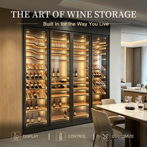Réfrigérateur à vin encastrable en acier inoxydable avec étagères en bois, vitrine commerciale à porte vitrée pour boissons – Optimisez votre cave à vin - Product Image 4