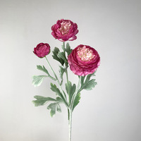 Fleur artificielle de renoncule en soie de haute qualité à 3 têtes, décoration de table pour la maison, les mariages et les fêtes, rose clair