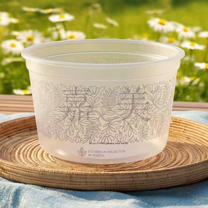 Tazón redondo de plástico PP con diseño floral para avena, desayuno, contenedor de almacenamiento de alimentos, tazón desechable de boca ancha para servir. - Product Image 4