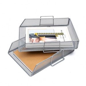 <b>Metal</b> 2pcs Stackable Letter Trays Paper Sorter/Desk <b>File</b> Tray/Desk Organizer - Product Image 2