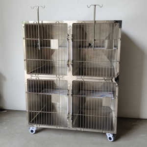 Cage pour chat en acier inoxydable solide, simple et verrouillable, maison pour chat, abri pour animaux vétérinaires - Product Image 4