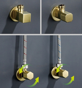 Adaptateur mural en forme de T en laiton brossé doré de bonne qualité pour toilettes, avec arrêt et déviateur d'eau, installation facile - Product Image 3