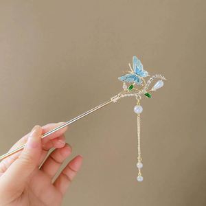Pinza para el pelo con borlas de perlas para mujer, pasadores de pelo estilo chino, horquillas hechas a mano con mariposas, accesorios de encanto, adornos para el cabello - Product Image 2