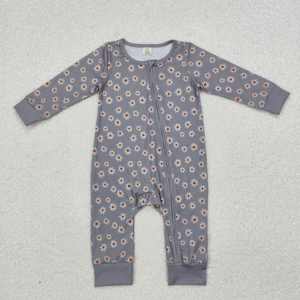 Prêt à expédier en gros adorable bébé filles rose nœud imprimé doux à manches longues Zippy barboteuse - Product Image 4