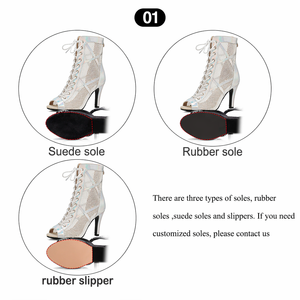 Zapatos de Baile Latino para Mujer, Botines de Malla con Tacón Alto para Damas y Niñas, Botas de Baile de Salón, Botas Cortas de Verano para Mujer - Product Image 4