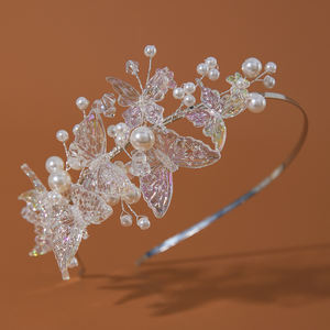 Accessoire Cheveux Fille Tendance : Bandeau Princesse <span class=keywords><strong>Couronne</strong></span> <span class=keywords><strong>de</strong></span> Papillons et Perles pour Enfants - Product Image 1