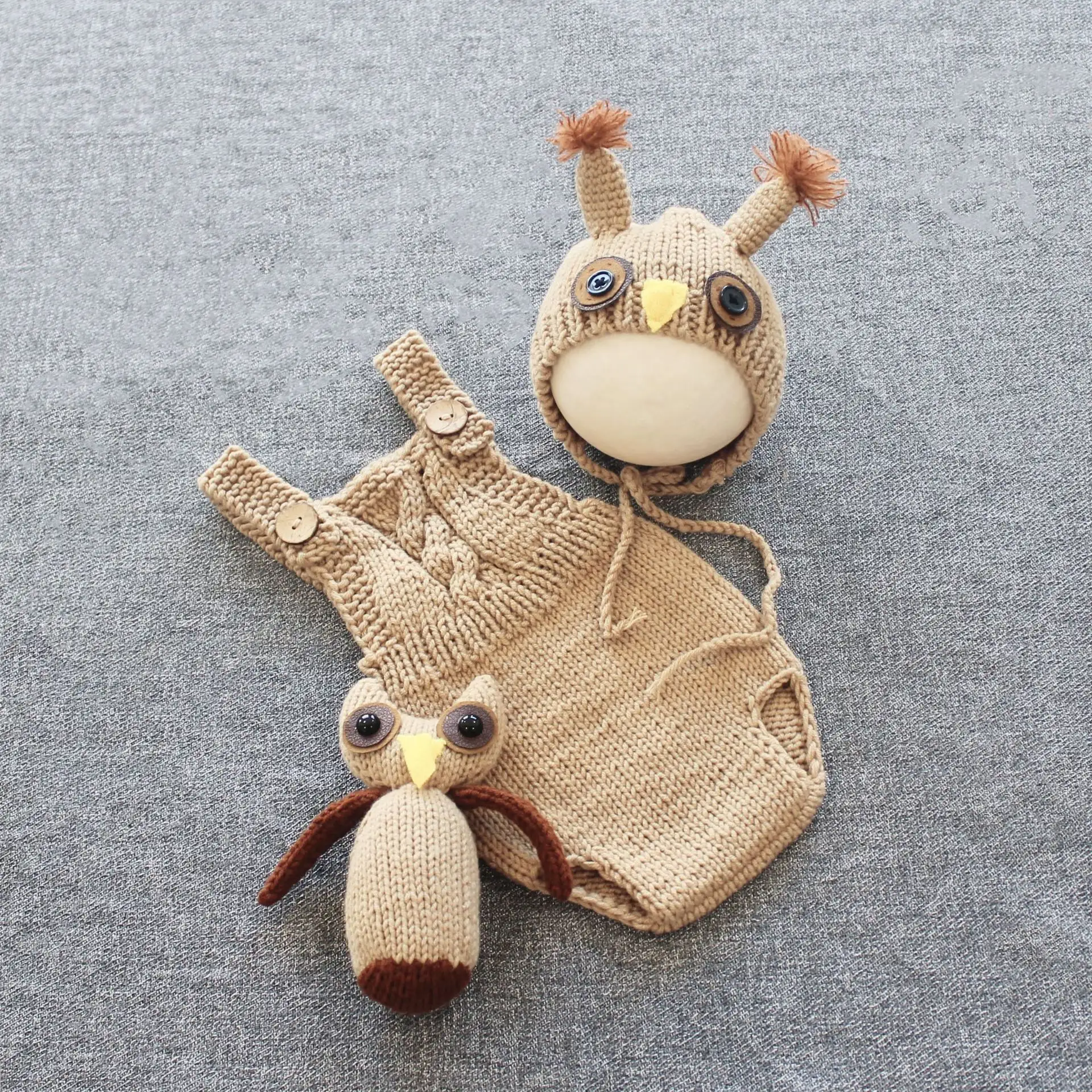 Fotografia de recém-nascidos 3 PEÇAS Outfits Bebê Fotografia Prop Crochet Malha Animal Bebê Traje Foto Prop Roupas