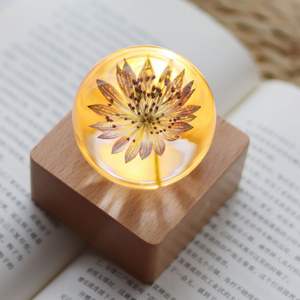 Globo de Resina con Tulipán Preservado, Flor Real en Resina <span class=keywords><strong>Cristal</strong></span>, Lámpara de Escritorio con Luz Nocturna y Batería Recargable, Decoración para Regalo de San Valentín - Product Image 2