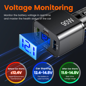 Cargador Magnético Rápido de Cuatro Puertos USB+Tipo-C con QC3.0 y PD2.0, Salida de 90W, Pantalla LED de Voltaje para Laptop y Teléfono - Product Image 5