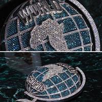 Pass Diamond Tester Micro Pavé VVS Moissanite 925 Sterling Silver Hip Hop Bijoux Afrique Carte Globe Pendentif