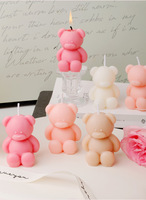 Bougie en forme d'ours dans un bocal, figurine mignonne, souvenir rose, mini bougie personnalisée unique en cire de soja parfumée, ours en peluche pour baby shower