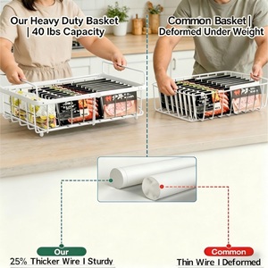 Lot de 2 paniers de rangement empilables et extensibles (30-45 cm) avec poignée pliable, bacs organisateurs pour congélateur et réfrigérateur de plus de 140 litres - Product Image 3