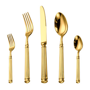 Ensemble de couverts colonne romaine dorée en acier inoxydable 304 – Couteau, fourchette, cuillère pour repas occidentaux et fêtes - Product Image 2