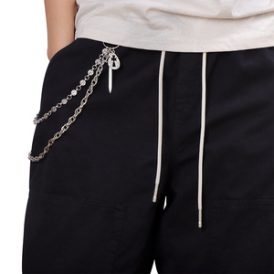 Double Layer Metal <b>Cross</b> <b>Chain</b> For Pants Sword Shape Hollow Pendant Tibetan Silver Waist <b>Chain</b> Casual Fashion Body <b>Chain</b> - Product Image 2