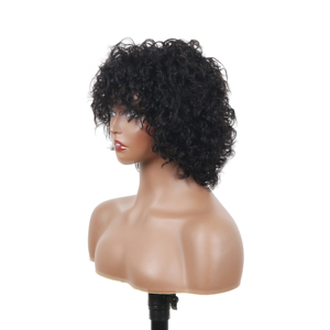 Perruques courtes ondulées <span class=keywords><strong>afro</strong></span> de 6 pouces, fabriquées à la machine en Pérou, pour femmes noires, <span class=keywords><strong>cheveux</strong></span> ondulés non-Remy - Product Image 3