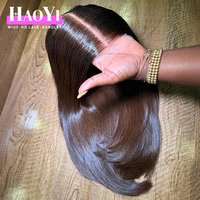 Wig Rambut Manusia Lurus Alami Warna Coklat Tanpa Lem Super Double Drawn SDD Rambut Mentah Vietnam 2x6 HD Lace Closure Wig Bebas Kusut