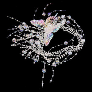 Pince à cheveux avec franges papillon, strass élégant, accessoires de coiffure pour mariage - Product Image 4