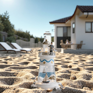 Casa di colomba dell'isola vetrata fatta a mano con albero di cocco piatto da spiaggia scultura in resina decorazione Bonsai giardino di natale - Product Image 4