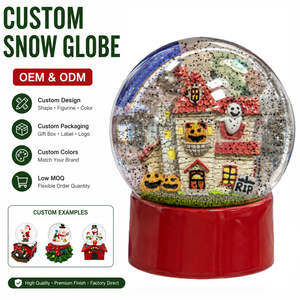 Globe à neige personnalisé OEM pour Halloween, <span class=keywords><strong>maison</strong></span> hantée avec fantôme, citrouille et pierre tombale RIP, pour fête à thème d'horreur, décoration <span class=keywords><strong>de</strong></span> <span class=keywords><strong>maison</strong></span>, cadeaux - Product Image 1