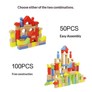 Blocs de construction multifonctionnels en bois de hêtre à gros grains, colorés, en vrac, pour bricolage, en forme de cube, d'arche, de <span class=keywords><strong>cylindre</strong></span>, de <span class=keywords><strong>triangle</strong></span>, à assemblage libre, auxiliaires - Product Image 3