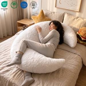Oreiller de maternité géant en forme de lune, coussin de soutien corporel en tissu doux avec couche d'air, oreiller d'allaitement et de grossesse pour femmes enceintes, oreiller en forme de C - Product Image 1
