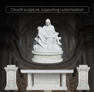 Dimensioni personalizzate semplice e moderno antico chiesa pietra naturale religioso colore misto rosso e bianco marmorizzato tavolo da altare in vendita - Product Image 6