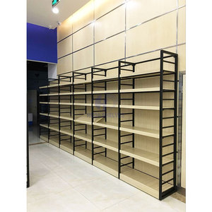 Estantes de pared de madera para supermercado, estante para aperitivos, estantes individuales de doble cara para tienda minorista, estantes de madera para tienda - Product Image 3