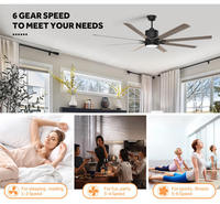 Ventilateur de plafond industriel à huit pales en ABS avec télécommande, variateur de fréquence, silencieux, avec éclairage intégré - Grande Vente