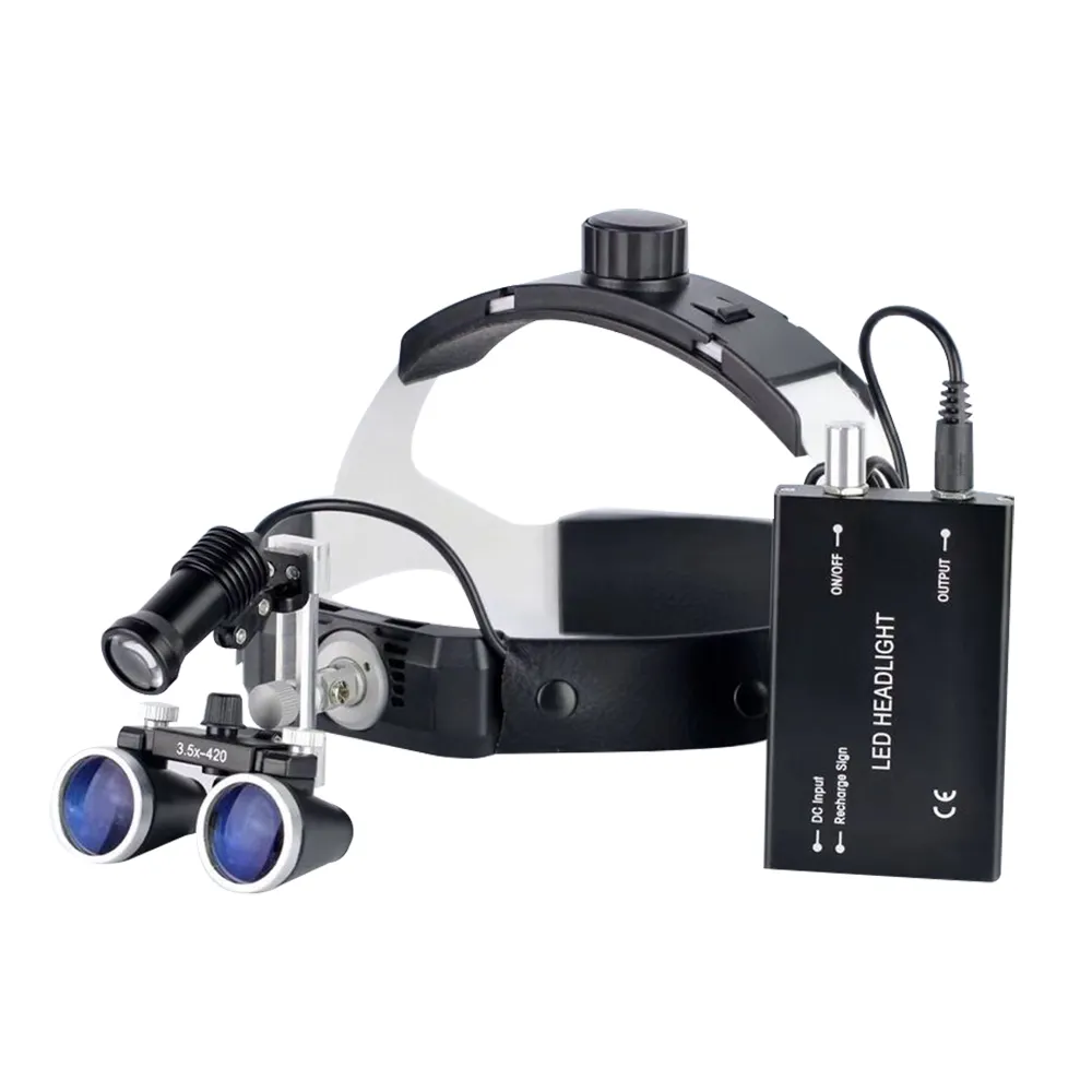 SRDM002Dポータブル外科用双眼鏡ルーペ2.5X420mm光学ガラス3WLEDヘッドライト歯科用拡大鏡