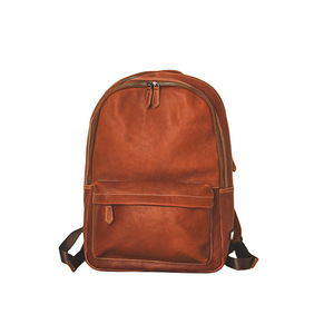 Genuine Leather <b>Backpack</b> <b>Brown</b> Unisex Laptop <b>Backpack</b> Commuter Travel Bag Solid Color Shoulder Strap Winter 2023 - Product Image 5