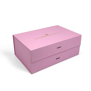 Caja <span class=keywords><strong>de</strong></span> <span class=keywords><strong>Regalo</strong></span> Magnética Rosa con Asa <span class=keywords><strong>de</strong></span> Listón, Empaque Rígido Plegable Personalizado para Ropa y Comercio Electrónico - Product Image 2
