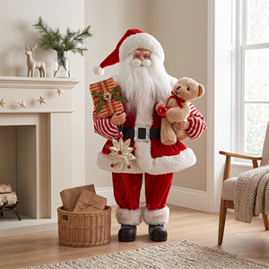 Figurine de Père Noël à manches rayées avec <span class=keywords><strong>ours</strong></span> flocon de neige doré pour la <span class=keywords><strong>d</strong></span>écoration de cheminée de Noël - Product Image 1