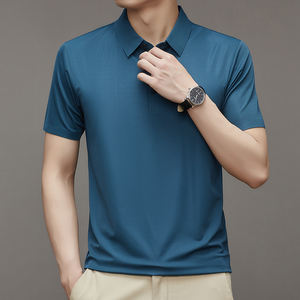 Chemise POLO à séchage rapide pour homme, T-shirt d'été en soie de glace à manches courtes et à revers de golf, confortable et respirant, nouveau - Product Image 5