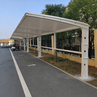 Abri de voiture en membrane tendue PVDF, abri pour deux voitures, structure en acier, auvent de garage extérieur pour villa résidentielle, jardin, patio