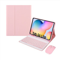Casing Keyboard untuk Samsung Galaxy Tab S6 Lite 10.4 P610 P615 SM-P610 SM-P615 dengan Mouse Nirkabel, Penutup Tablet Kulit PU
