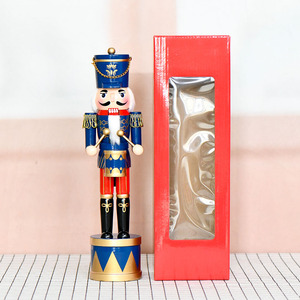 Cascanueces Tradicional Navideño <span class=keywords><strong>de</strong></span> 36 cm, Figura <span class=keywords><strong>de</strong></span> Soldado Cascanueces <span class=keywords><strong>de</strong></span> Madera, Decoración Navideña Azul y Dorada con Base <span class=keywords><strong>de</strong></span> Tambor - Product Image 1
