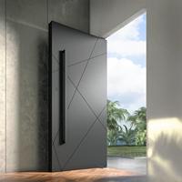 Puerta de Entrada de Lujo de Aleación de Aluminio con Textura de Madera Tallada a Mano, Puerta Principal de Seguridad Exterior para Residencia/Villa
