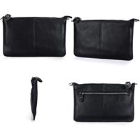 Pochette à main en cuir vintage de haute qualité pour femmes, petite, noire, avec fermeture à glissière, portefeuille à bandoulière