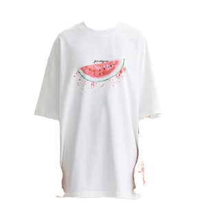 T-shirt décontracté pour femme en coton tricoté 100 % premium, coupe ample, manches mi-longues, col rond, avec logo personnalisé, épaules tombantes, respirant et séchage rapide - Product Image 1