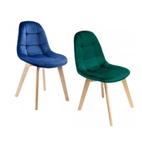 Chaise de salle à manger en cuir PU coloré avec pied en bois de hêtre scandinave bon marché à la mode Design minimal extérieur