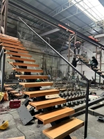 Prix abordables Facile à installer Escaliers flottants à faible coût Marches de bois préfabriquées pour escaliers