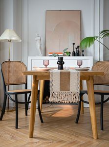 72-Inch Boho Macrame Line <strong>Table</strong> <strong>Runner</strong> with Tassels for Wedding or Home Decor in Farmhouse Brown for Living Room Bridal Room - Product Image 4