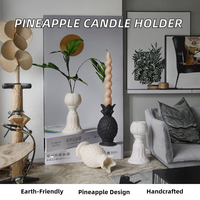 Porte-bougie artisanal en céramique en forme d'ananas, style rétro haut de gamme, écologique, pour la maison