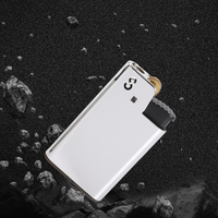 Briquet à flamme nue avec finition brillante électroplaquée, logo personnalisé, boîtier métallique, briquet à gaz