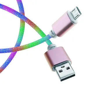 유행 무지개 PU 가죽 마이크로 USB 충전 케이블 빠른 충전 마이크로 USB 케이블 빠른 충전기