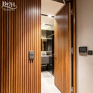 Puerta de Entrada Interior Moderna de Madera Sólida con Bisagras Ocultas Antióxido para Proyectos Personalizados en Villas de Lujo - Product Image 3