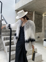 YR1199 Design Unique veste de fourrure véritable mode femmes véritable manteau de fourrure de raton laveur